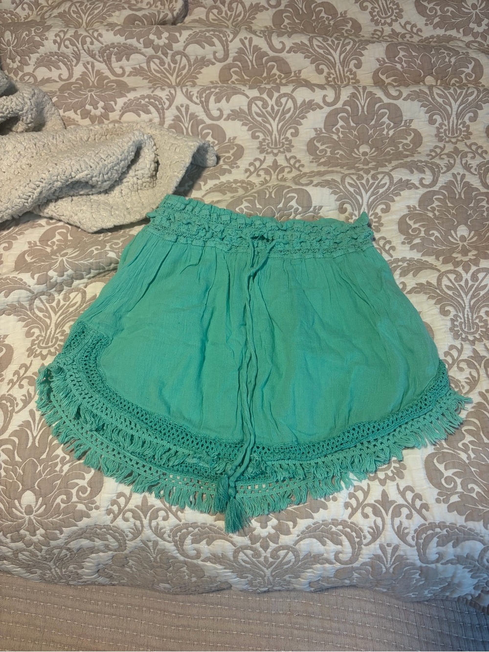 Women's Crochet Trim Teal Skirt